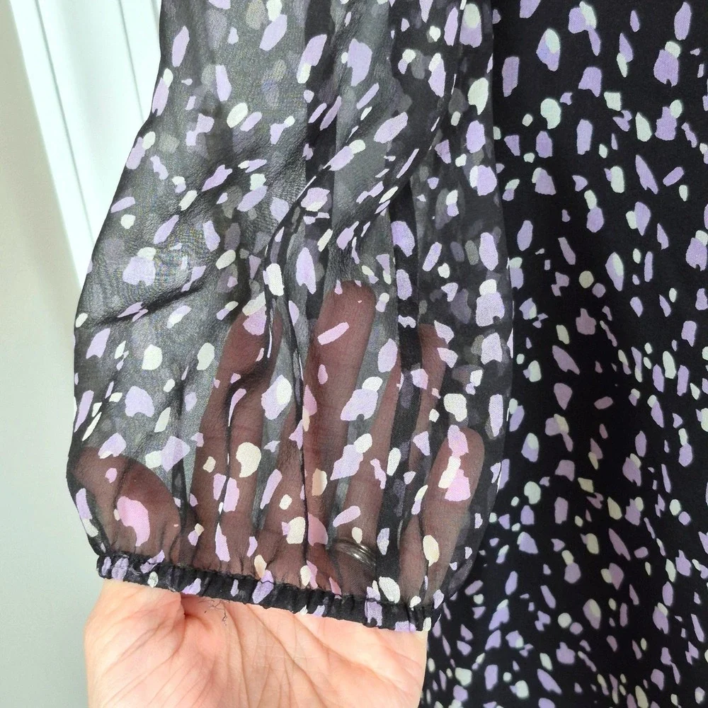Diane Von‎ Furstenburg black Aria chiffon silk dress women's 0 - Picture 7 of 16